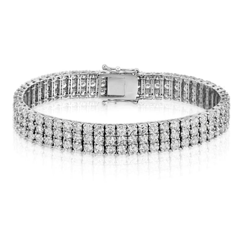 Three Row 18 Carat Diamond Tennis Bracelet For Sale at 1stDibs