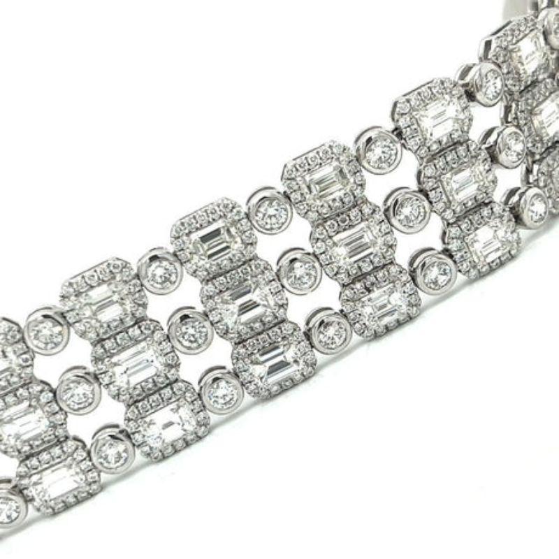 The Row 22.80 Carat One of a Kind Diamond Bracelet à trois rangs Pour femmes en vente