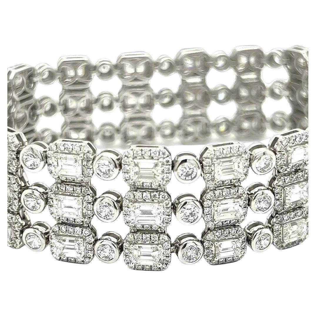 Bracciale di diamanti a tre file da 22,80 carati unico nel suo genere