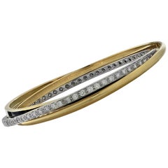 Three-Row Diamond and Enamel Bangle