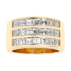 Dreireihiges Diamantband, 18 Karat Gelbgold