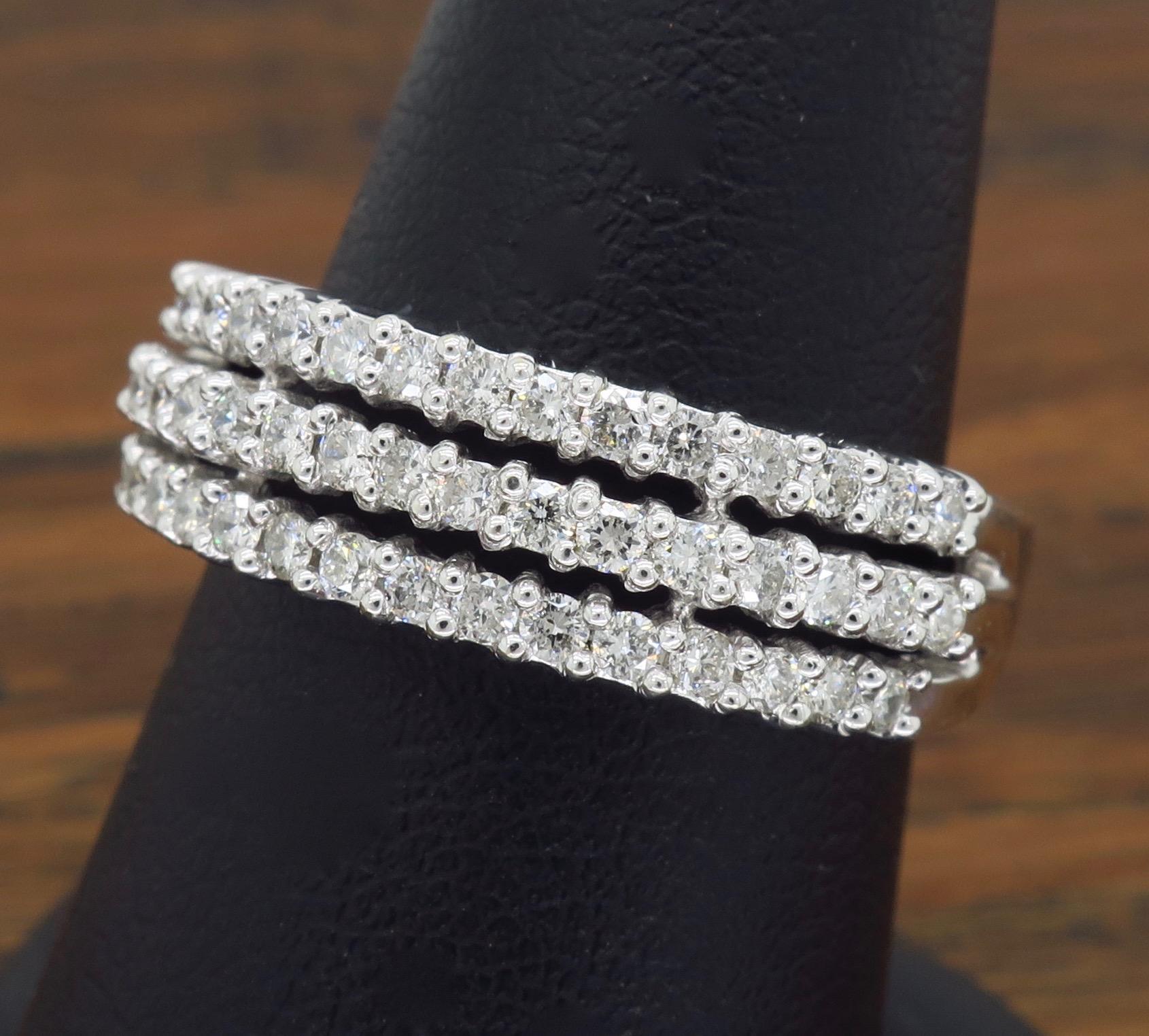 Three-Row Diamond Band In Excellent Condition In Webster, NY
