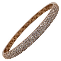 HARBOR D. Three Row Diamond Bangle Bracelet 2.32 Carats 18 Karat Rose Gold