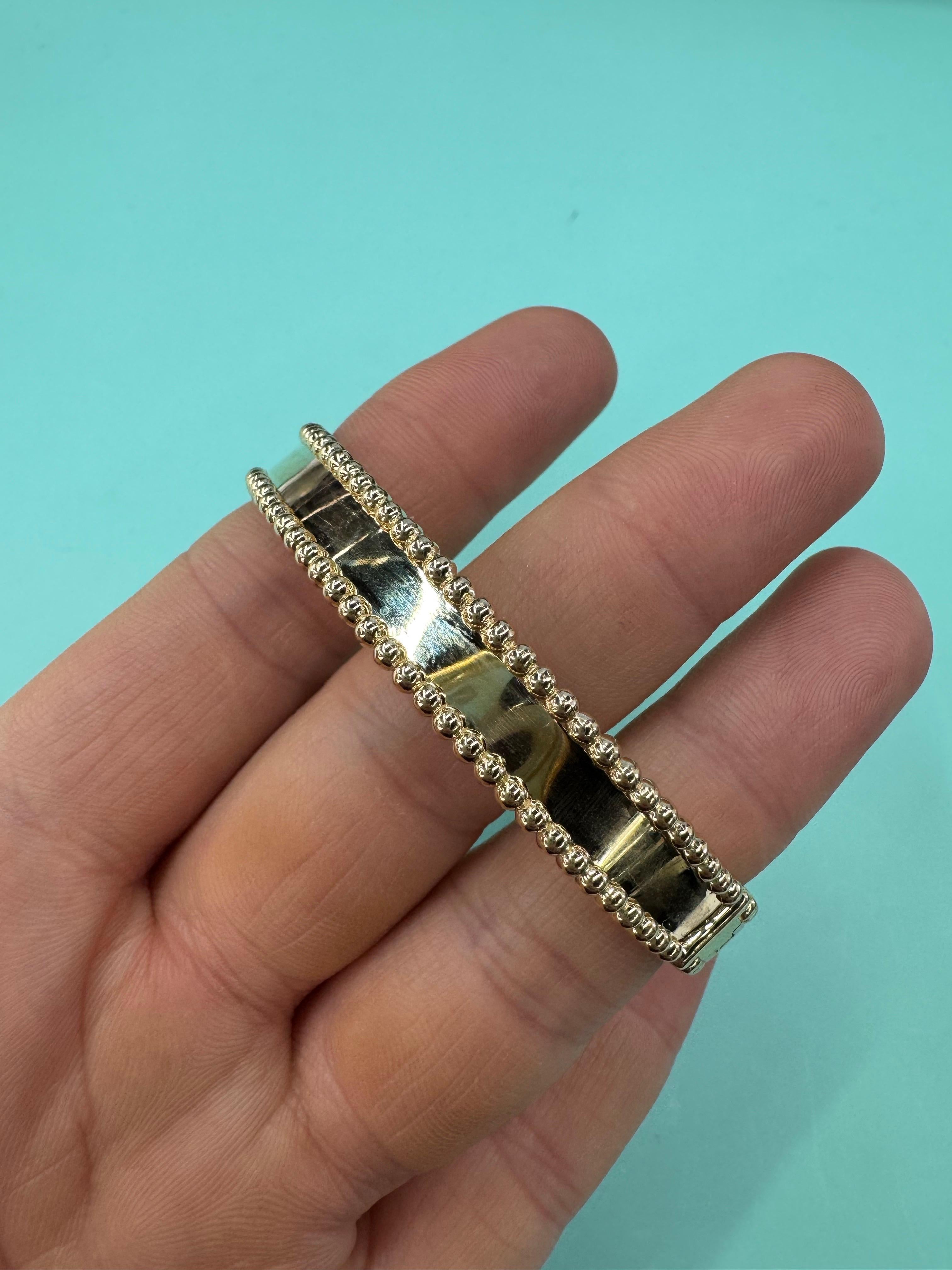 Bracelet jonc perlé à trois rangées de diamants 1,92 carats or jaune 14 carats 28 grammes en vente 8