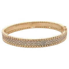 Pulsera de tres filas de diamantes con cuentas 1,92 quilates Oro amarillo de 14 quilates 28 gramos