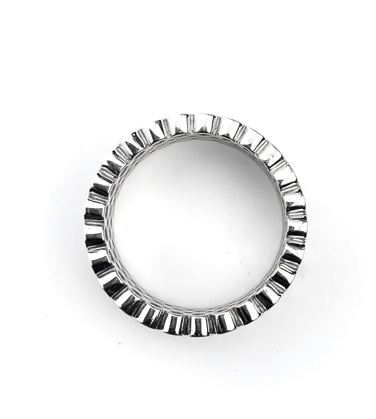 Contemporary Three-Row Diamond Bezel Ring in White Gold For Sale