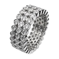 Three-Row Diamond Bezel Ring in White Gold Three-Row Diamond Bezel Ring in White Gold