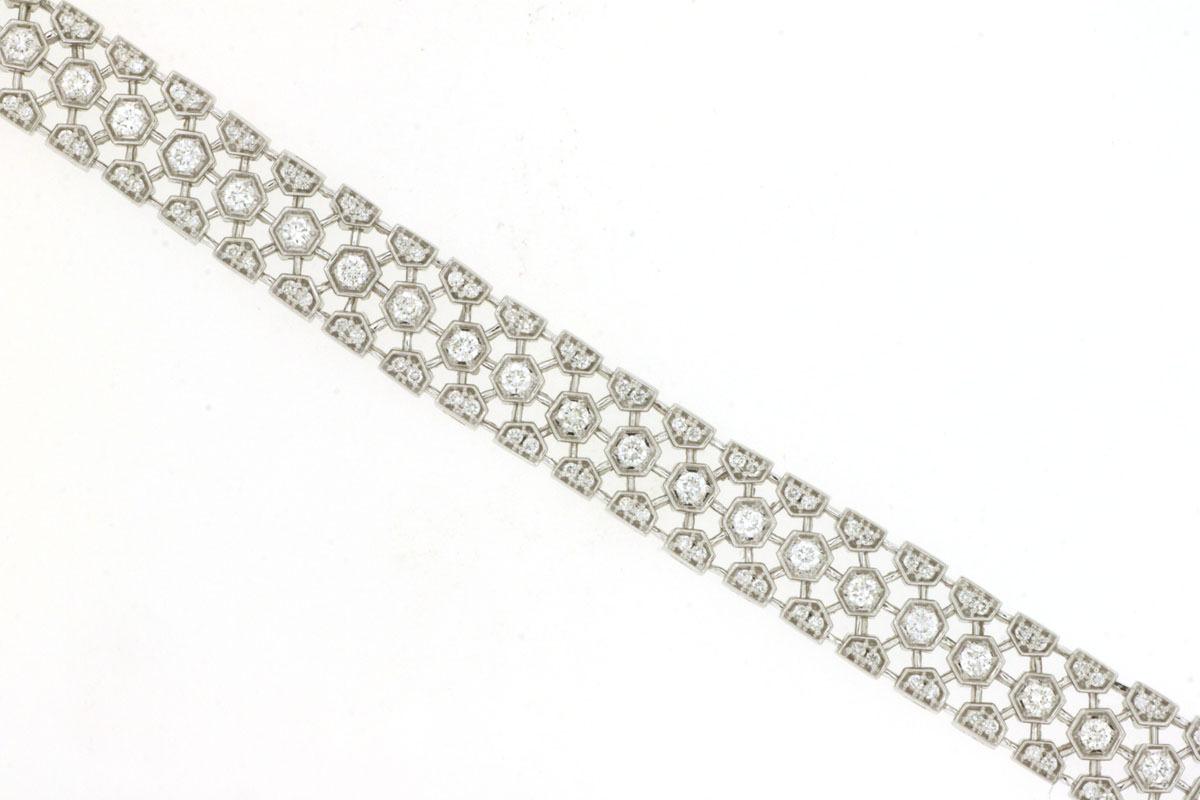 Three Row Diamond Bracelet 1.9 Carat Total In Excellent Condition For Sale In Aliso Viejo, CA