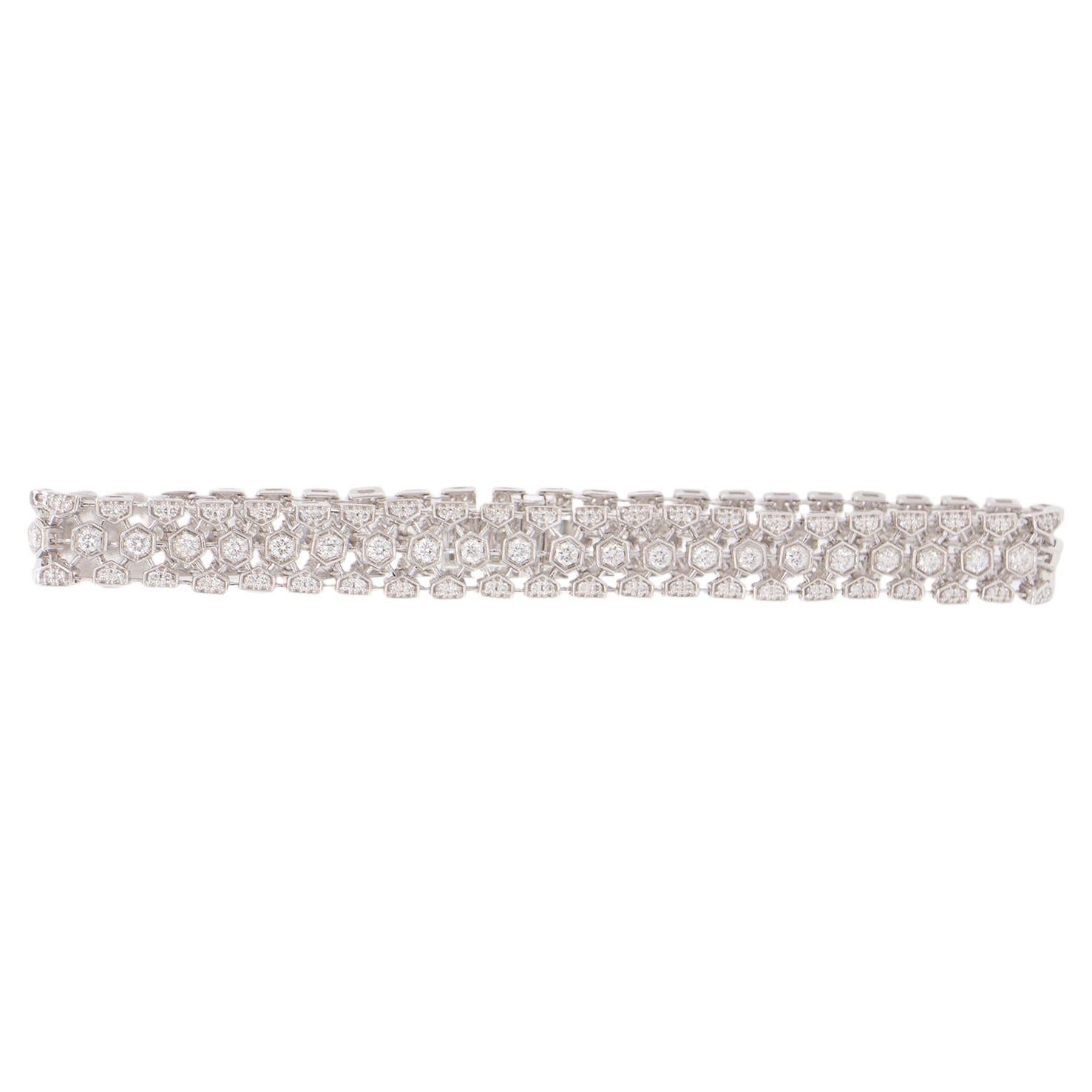 Three Row Diamond Bracelet 1.9 Carat Total For Sale