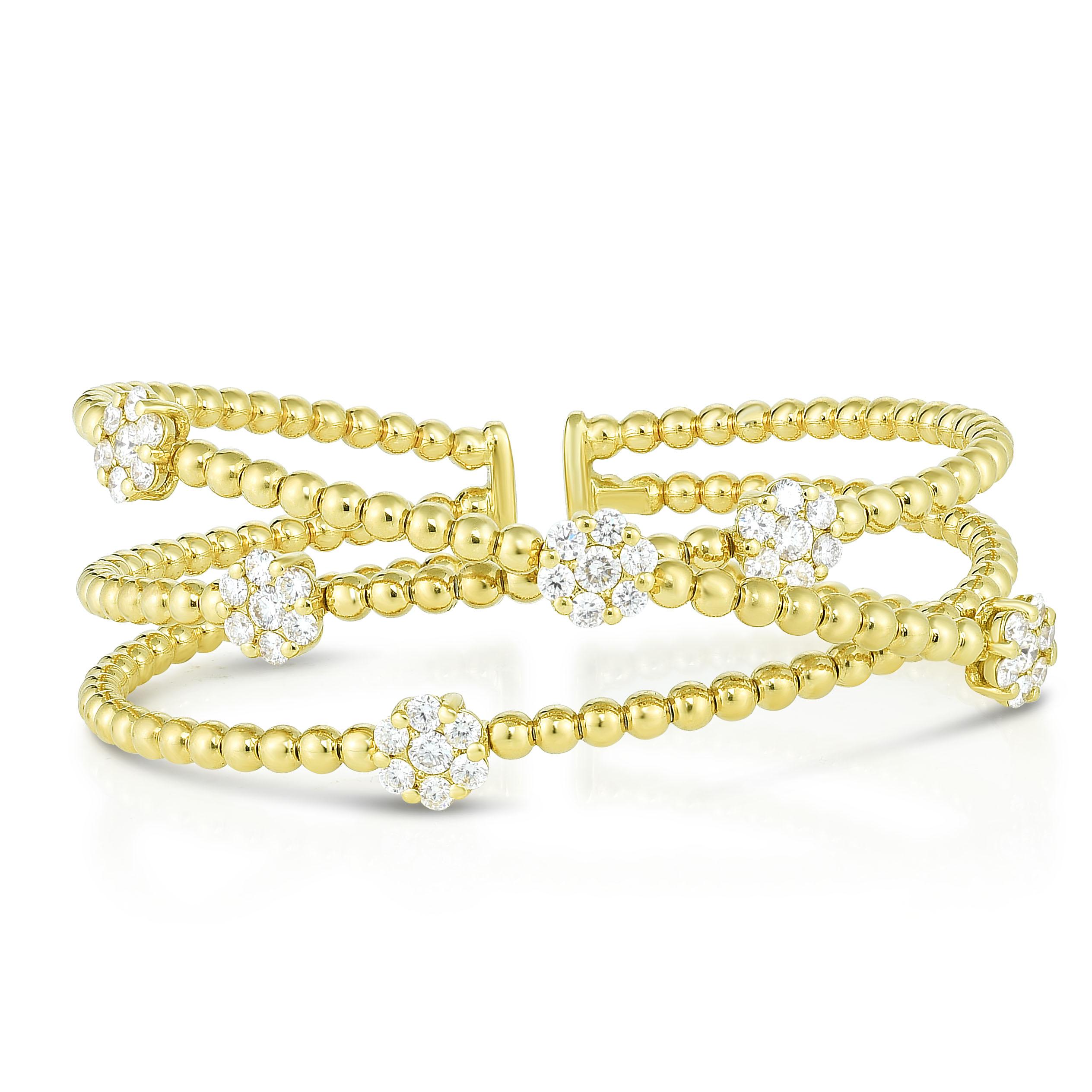 Dreireihiger Diamant-Cluster-Blumenarmreif aus 18 Karat Roségold, 2,35 Karat im Zustand „Neu“ im Angebot in New York, NY