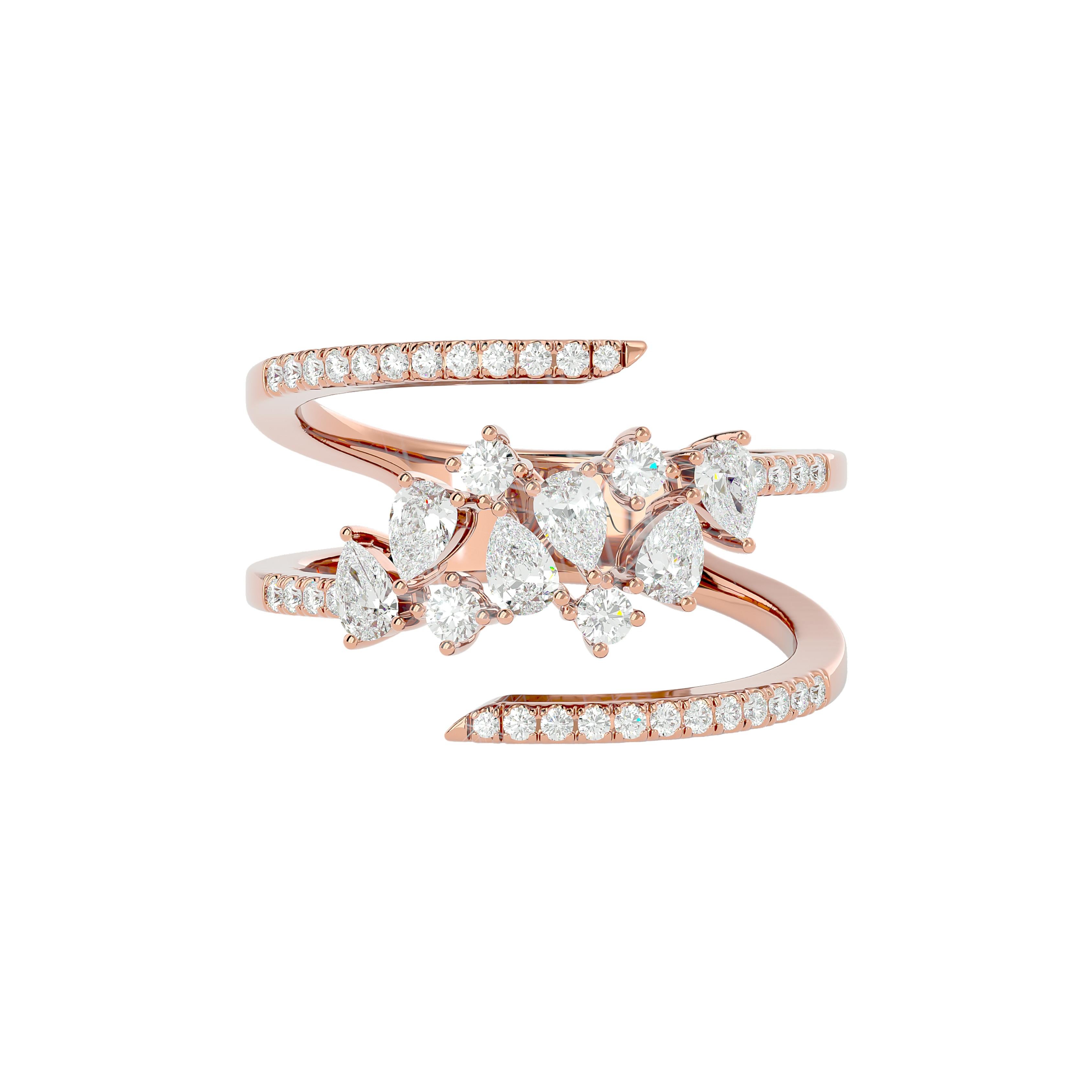 Dreireihiger Diamant-Cluster-Ring aus 18 Karat Gold im Zustand „Neu“ im Angebot in บางรัก, TH