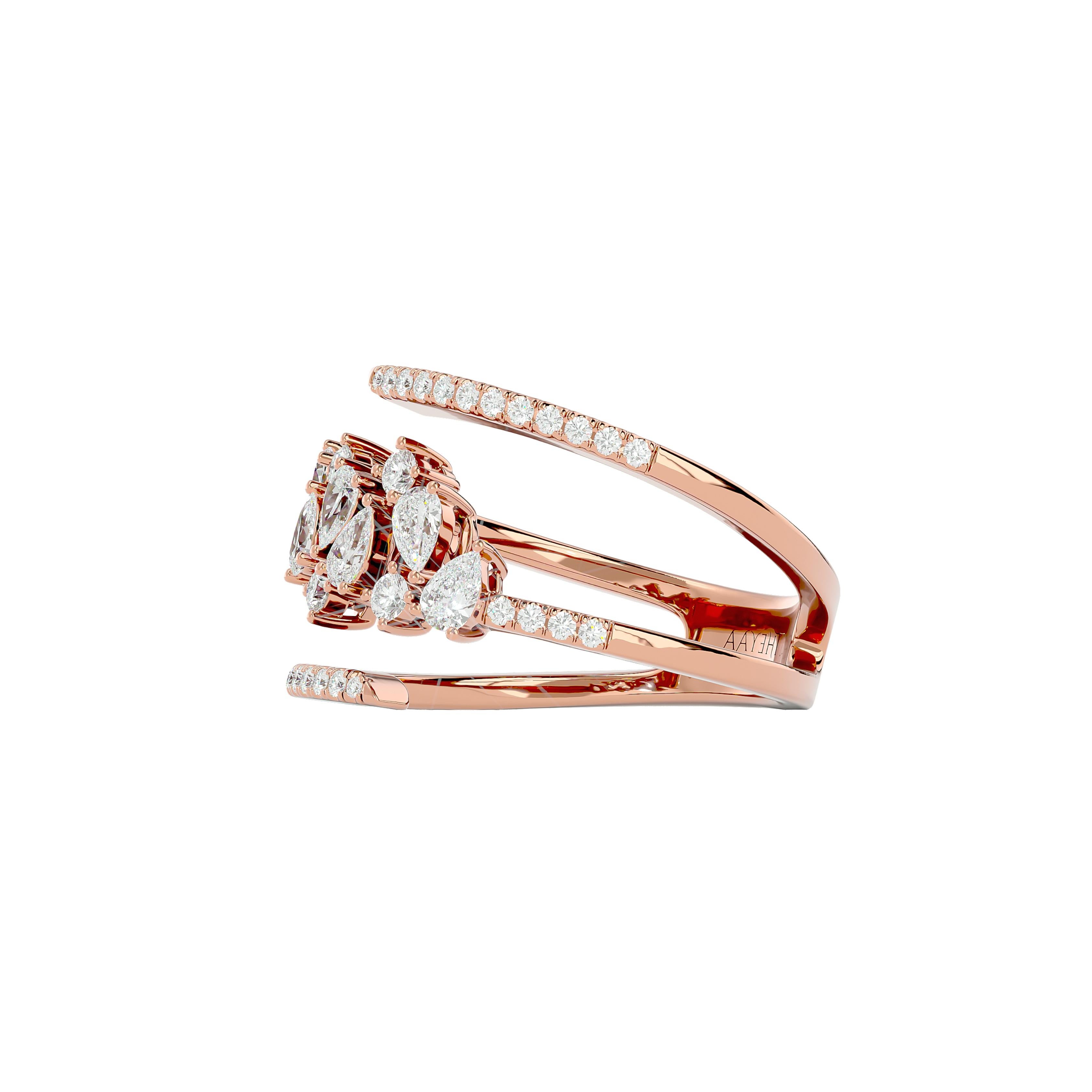 Women's or Men's Three Row Diamond Cluster Ring in 18 Karat Gold For Sale