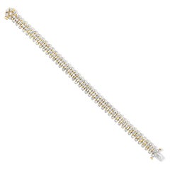 Three Row Diamond Cluster Tennis Bracelet 4.05cttw 14k Yellow Gold