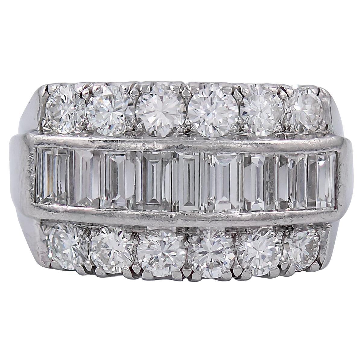 Three-Row Diamond Cocktail Ring