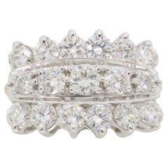 Dreireihiger Diamant-Cocktailring aus 14k Weißgold