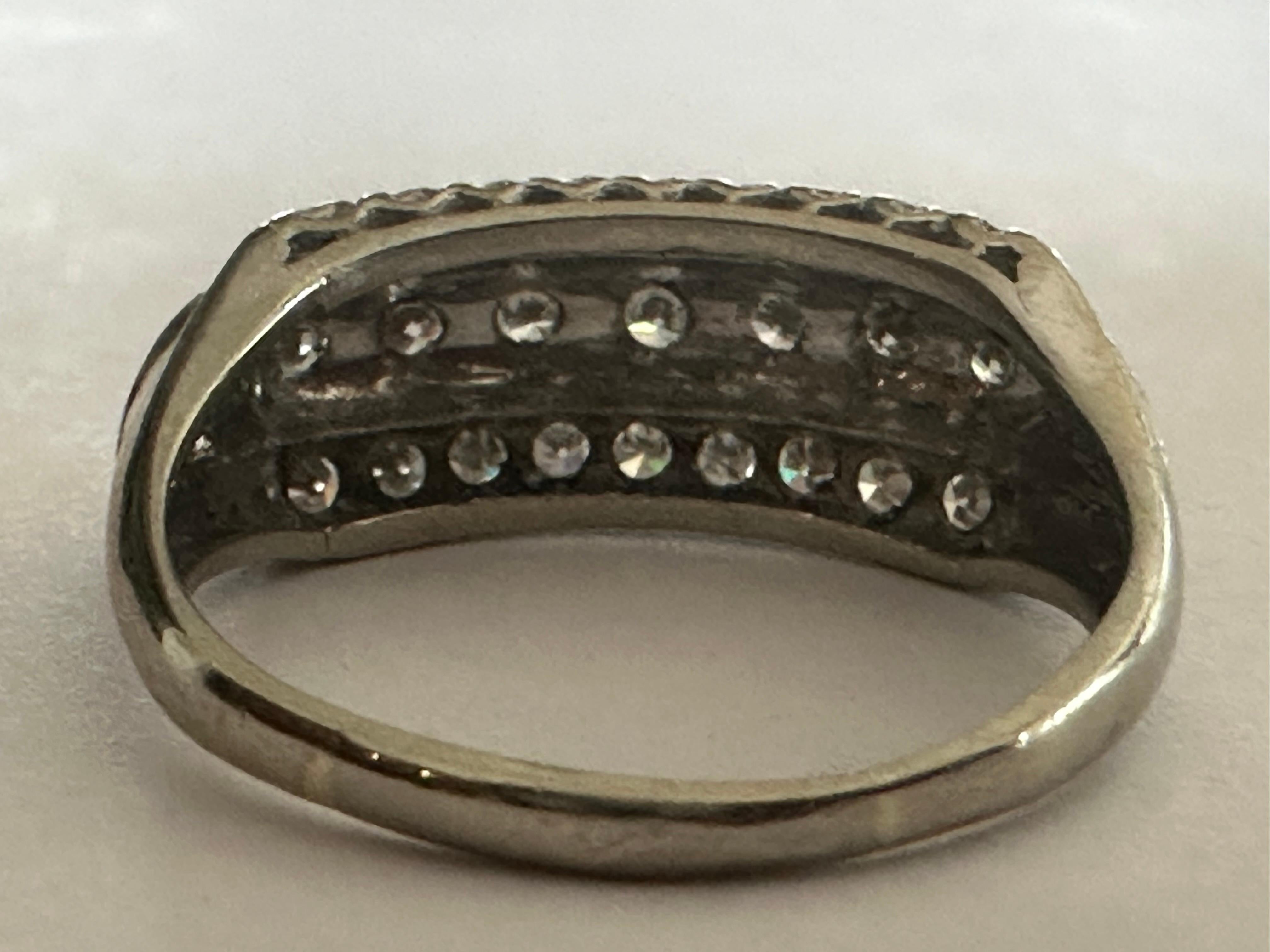 Mixed Cut Three-Row Diamond Dome Ring For Sale