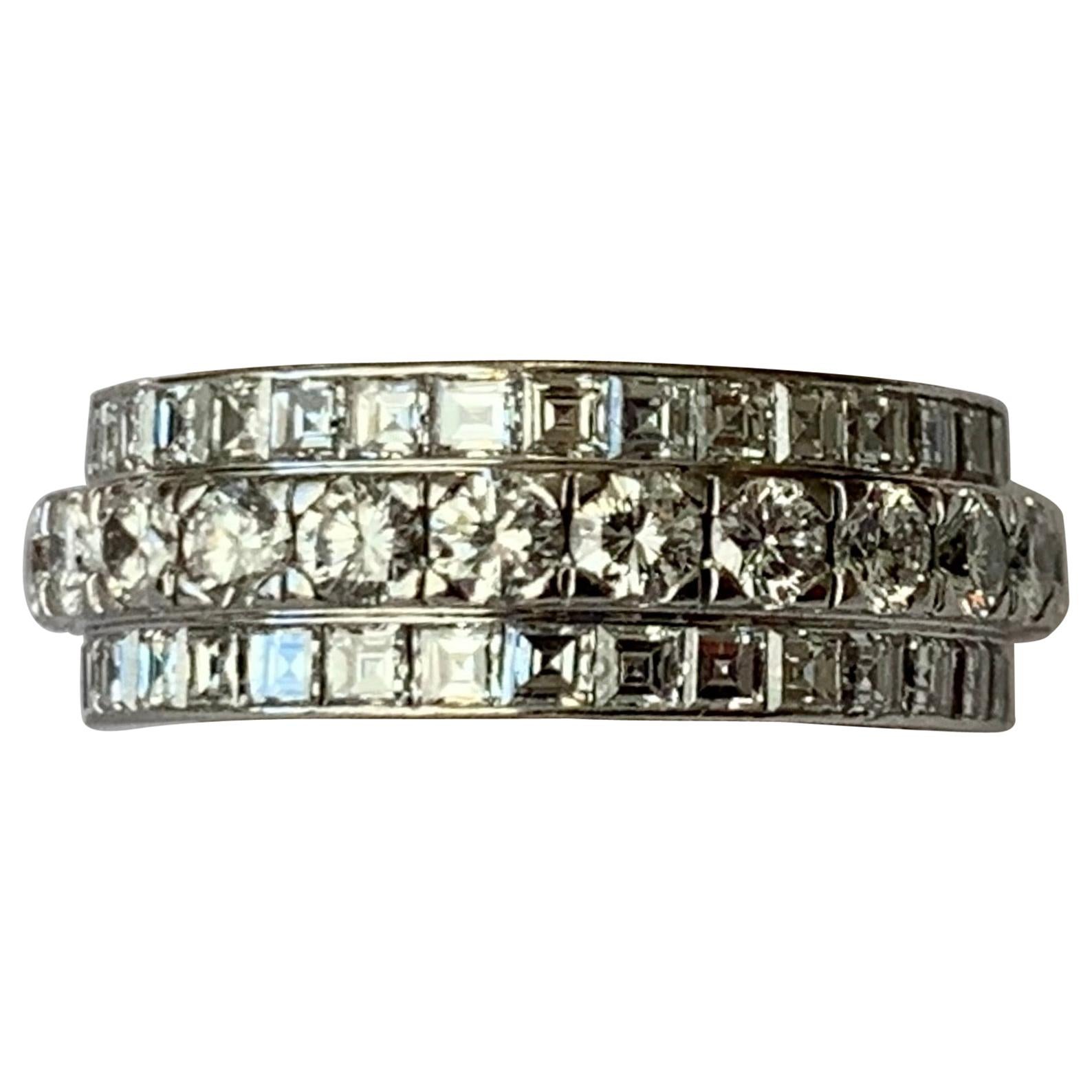 Dreireihiger Diamant-Eternity-Ring 4,50 Karat in 18 Karat Weißgold