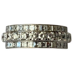 Retro Three Row Diamond Eternity Band 4.50 Carat in 18 Karat White Gold