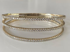 Three Row Diamond Flexible Bangle Bracelet