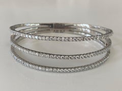 Three Row Diamond Flexible Bangle Bracelet