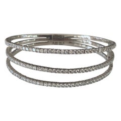 Three Row Diamond Flexible Bangle Bracelet