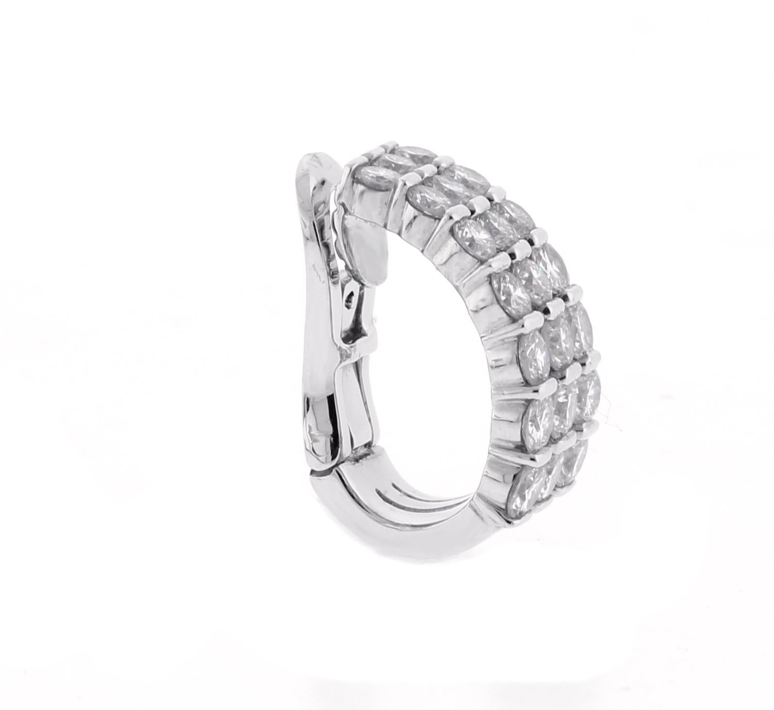 Three Row Diamond Hoop Earrings by Gemveto for Pampillonia In New Condition For Sale In Bethesda, MD