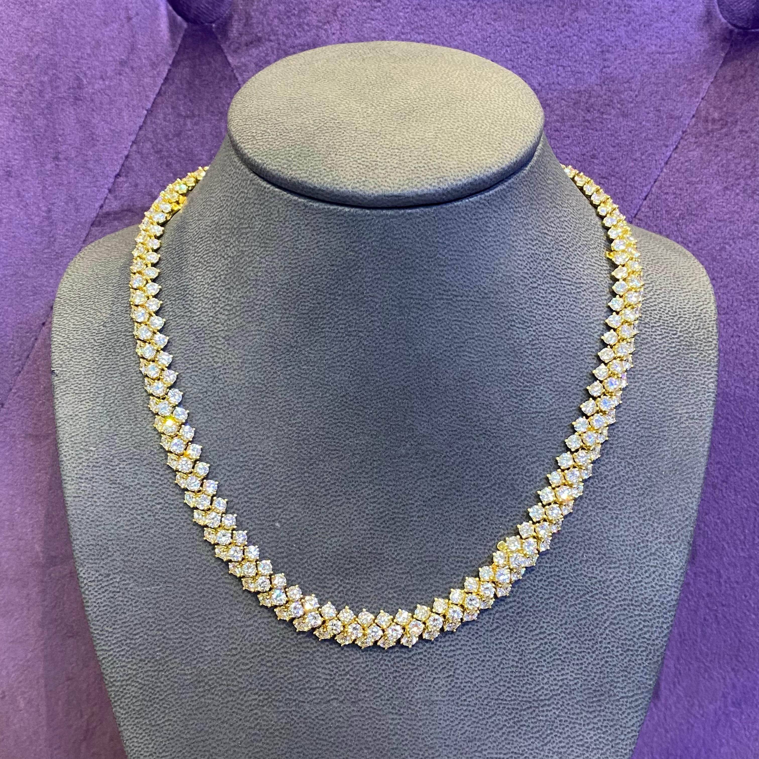 Three Row Diamond Necklace  For Sale 3