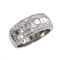 Three-Row Diamond Platinum Wedding Band by JB Star