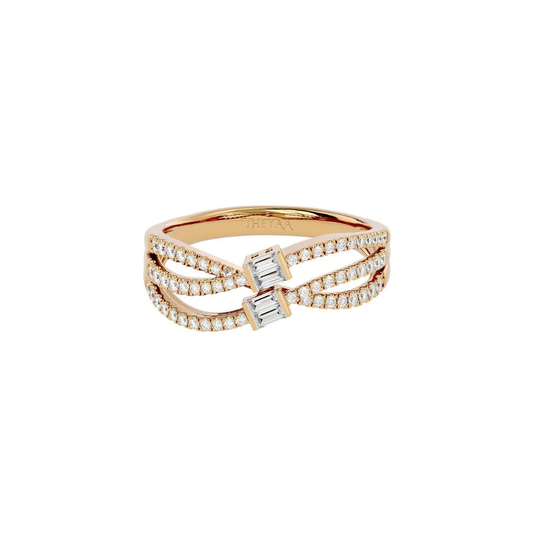 Elements
Exquisite as it is encrusted with diamonds for added sparkle, our Three Row Diamond Baguette and Round Ring is bound to take her breath away. This exquisite piece is crafted with fine gold and set with diamonds, making it the perfect way to