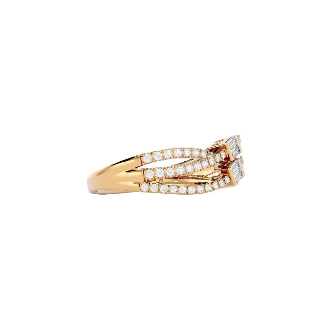 Round Cut Three Row Diamond Wedding Ring in 18 Karat Gold For Sale