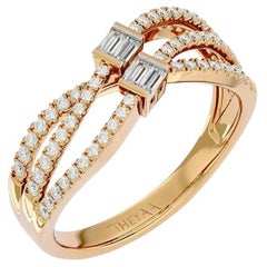 Bague de mariage à trois rangées de diamants en or 18 carats