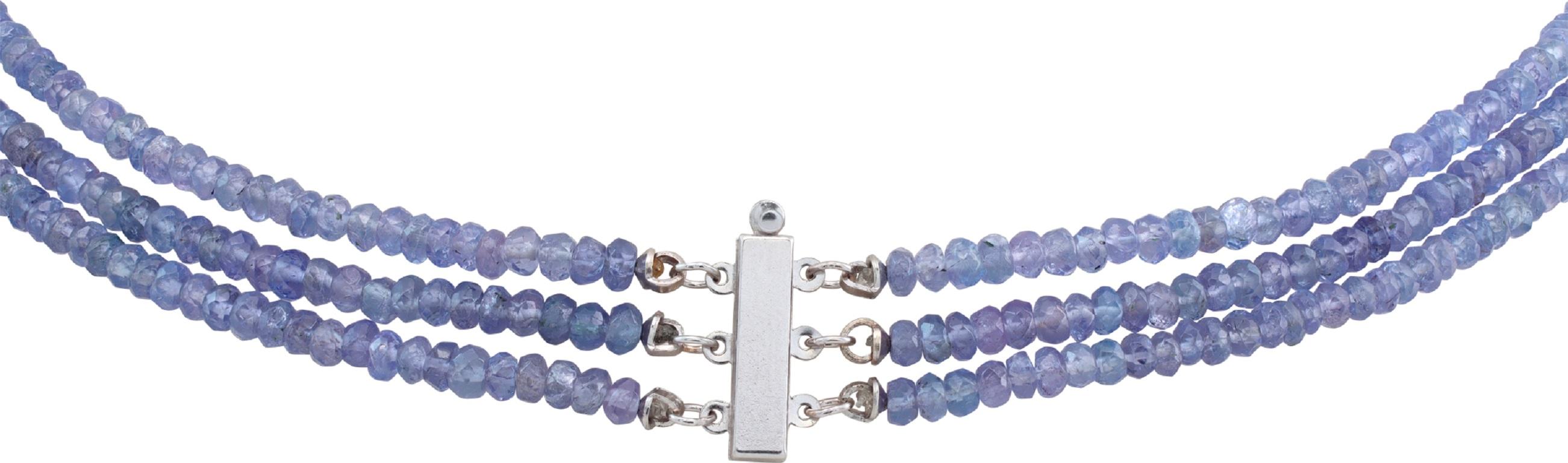 The Row Amethyst Bead with Pavé Diamond Star Accents Gold Necklace (Collier en or à trois rangs de perles d'améthyste facettées et de diamants pavés) Pour femmes en vente