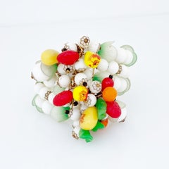 Three Row "Fruit Salad" Beaded Cuff Bracelet By Hobé, 1950s