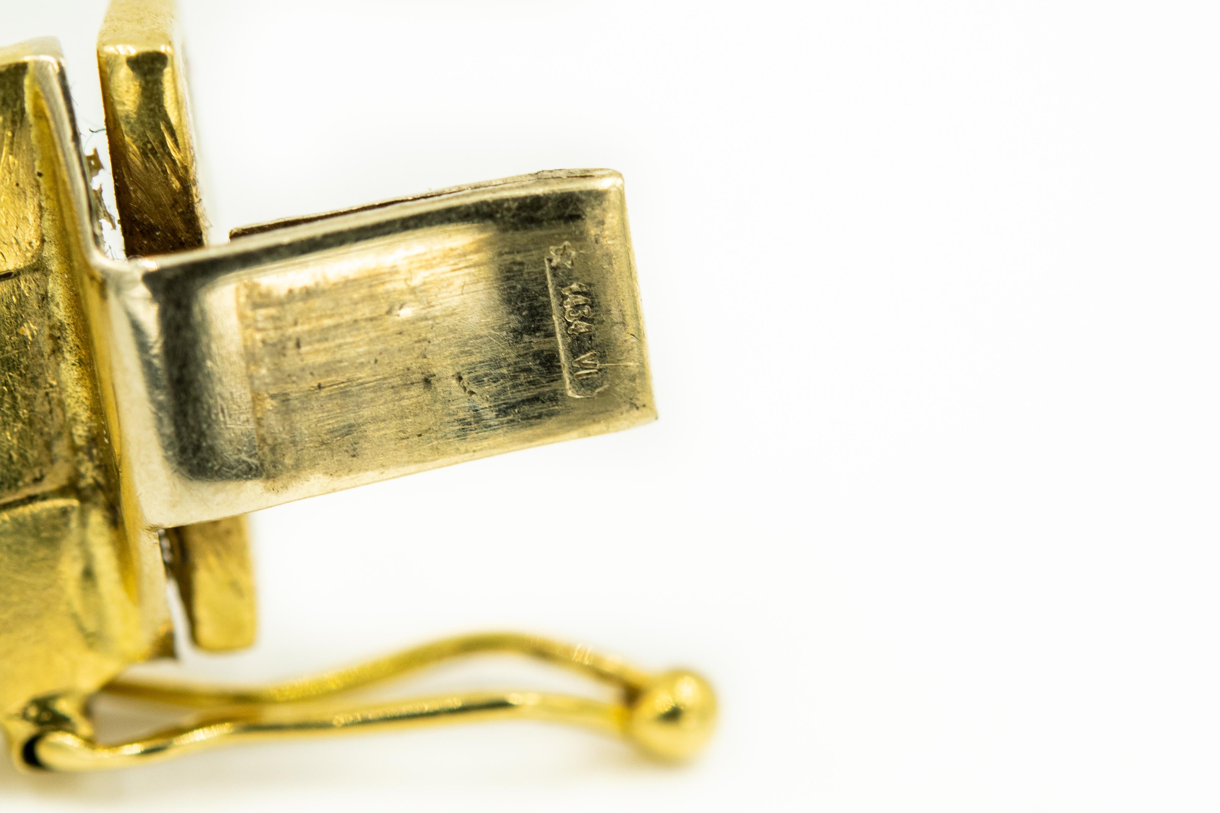 Women's Three-Row Gold Bar Link Panthere 18 Karat Yellow Gold Bracelet
