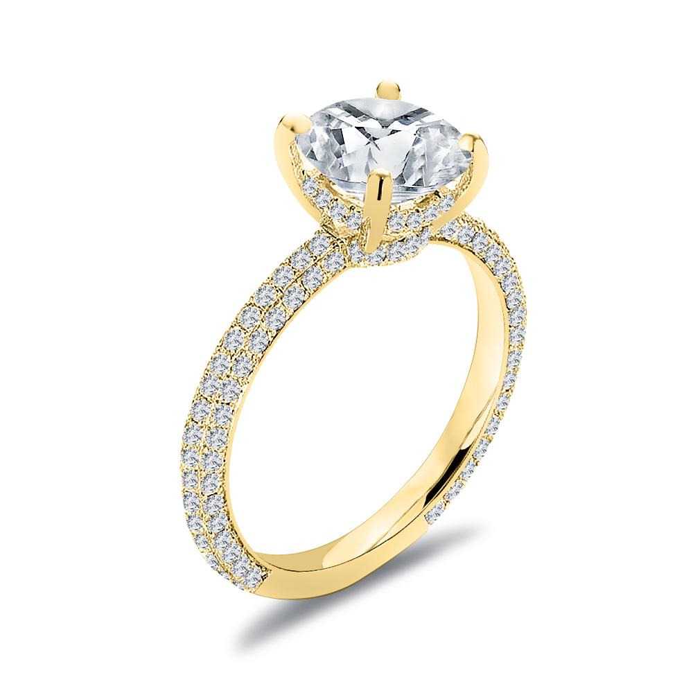 For Sale:  Three Row Hidden Halo Round Cut Diamond Engagement Ring 1.70 Carat 4