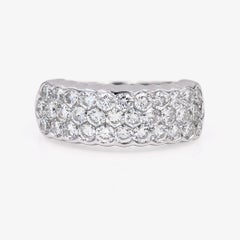 Three-Row "Invisible" Set Diamond Band in 18 Karat White Gold