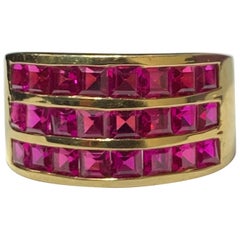 Three-Row Men's Ruby Ring