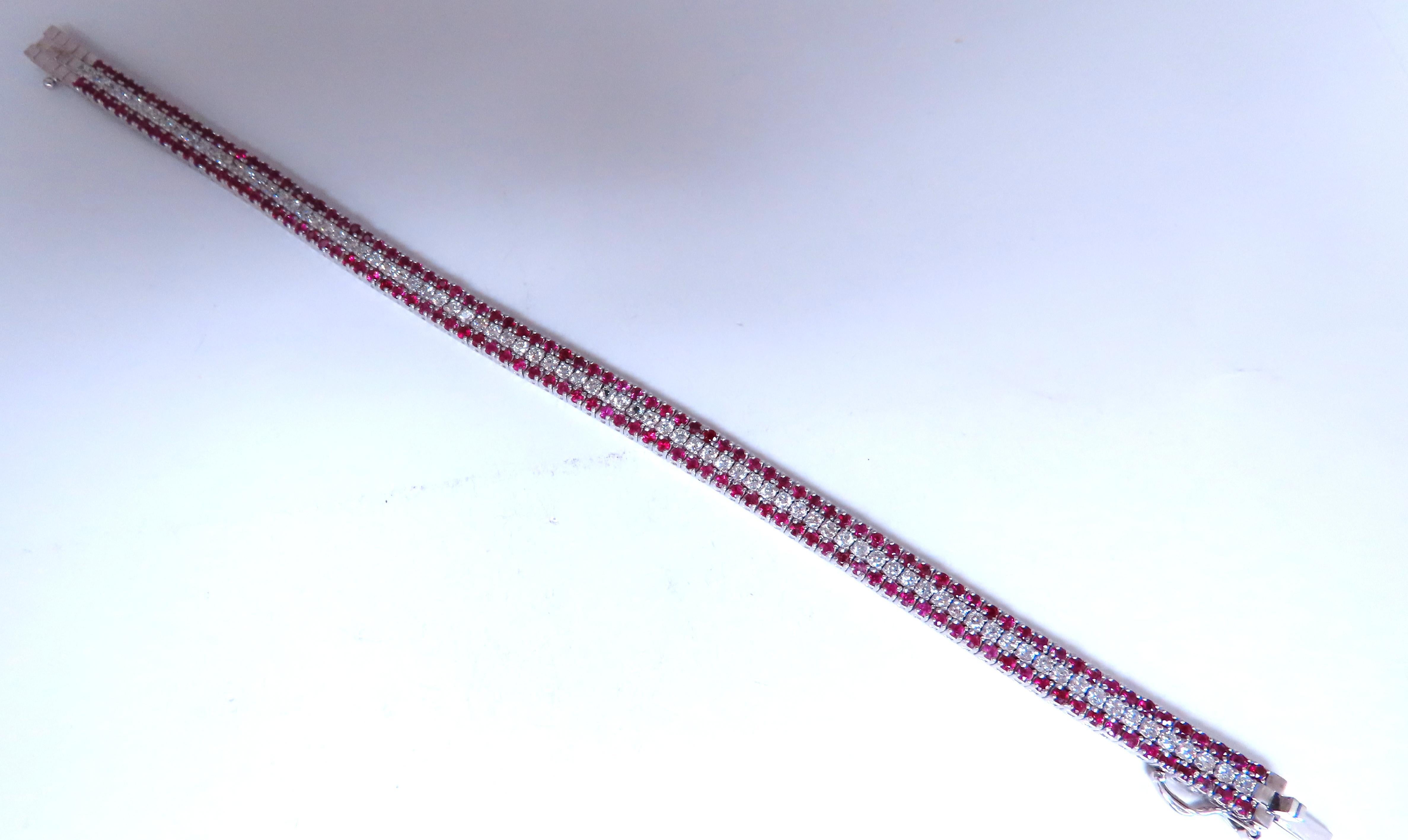 3.69ct natural ruby
round full cuts 
2.10 ct natural diamonds
g-color vs-2 clarity
14kt white gold 18 grams 
7.5 inches long 
5.8 mm wide
15,000.00 appraisal to accompany