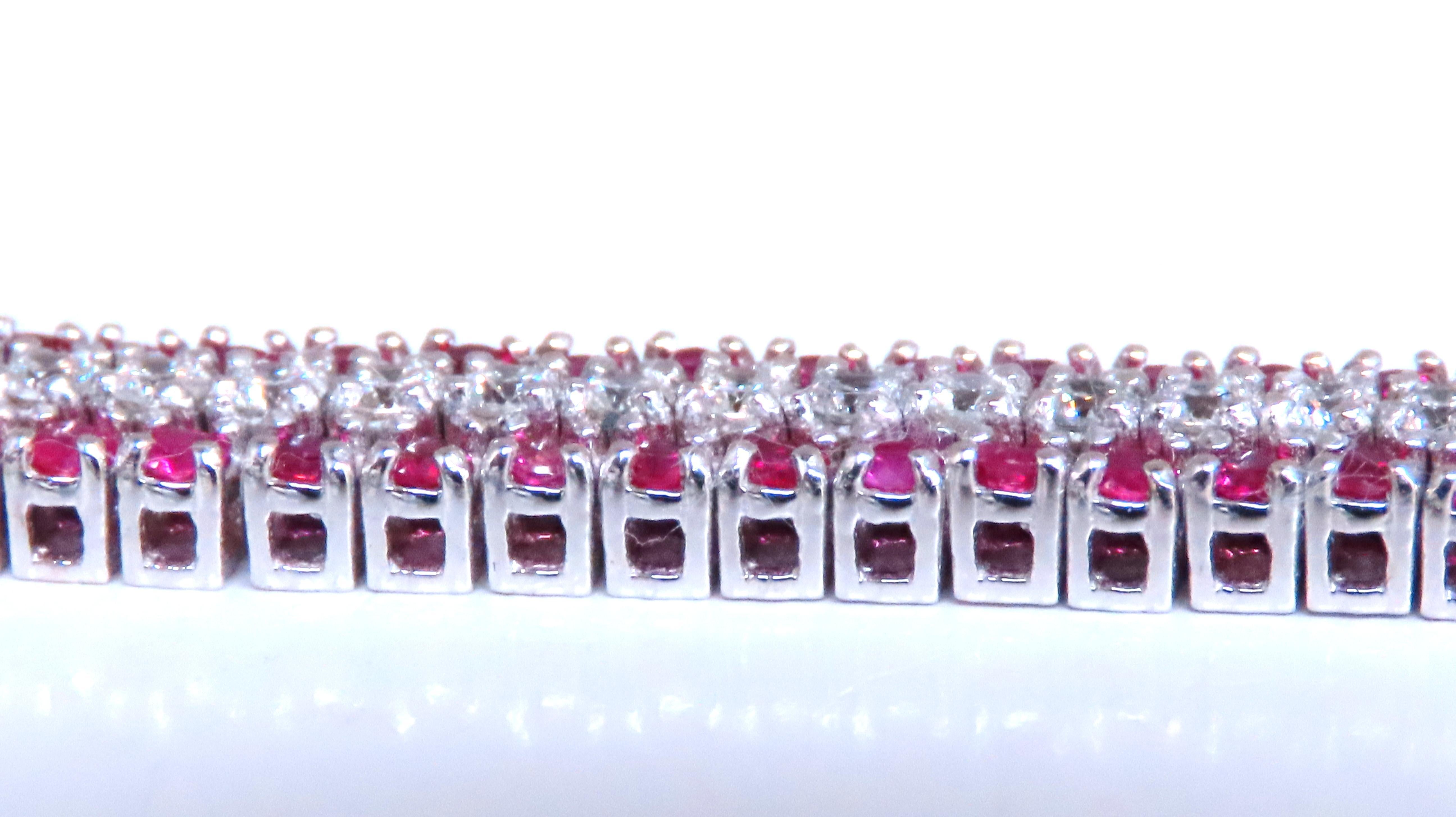 Contemporary Three row natural ruby diamonds bracelet 14kt 12470 For Sale