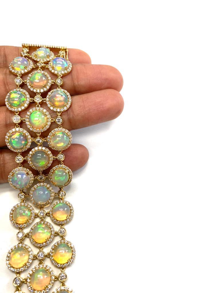 Contemporary Goshwara Opal With Diamond Bracelet