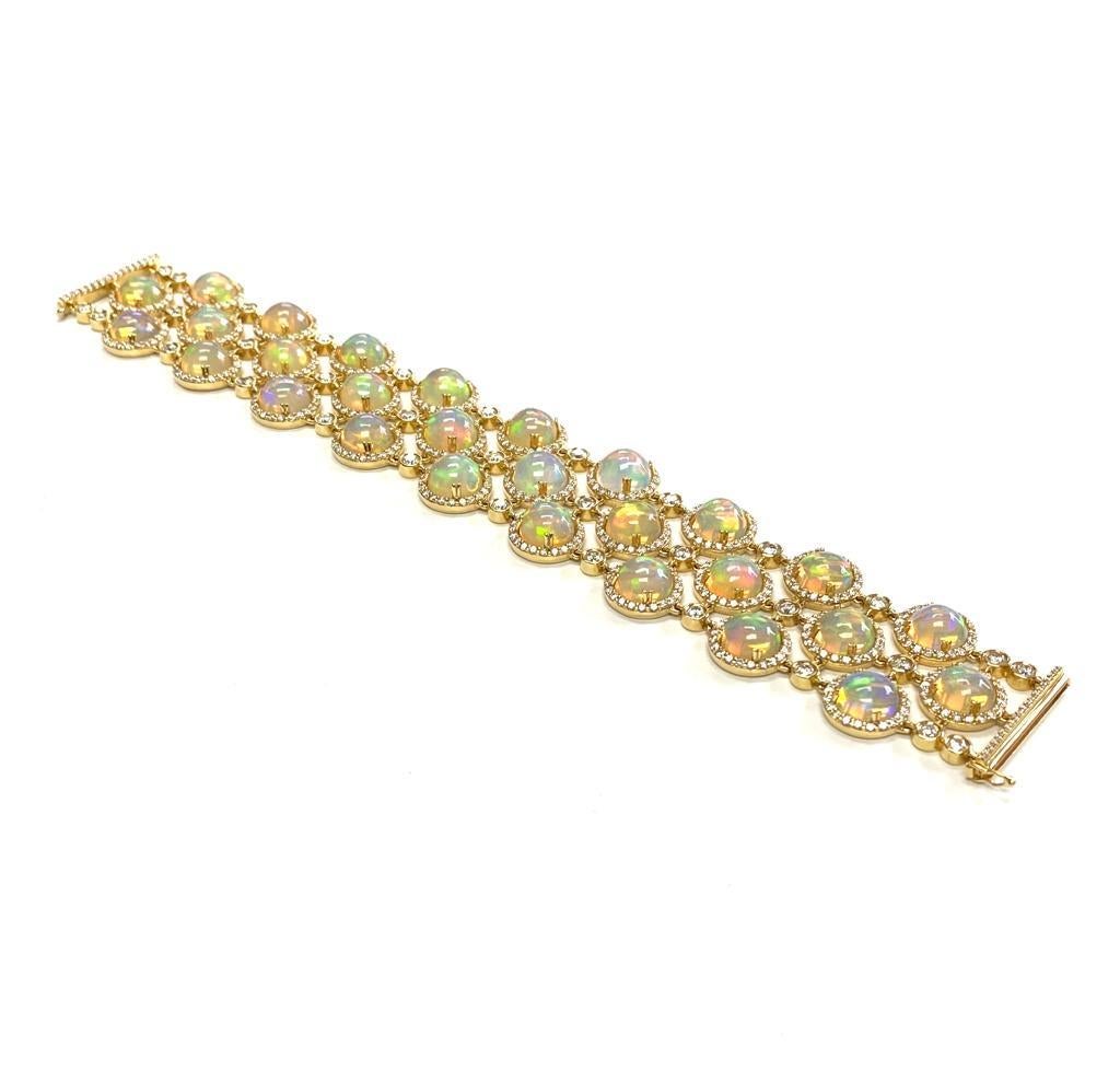Ball Cut Goshwara Opal With Diamond Bracelet