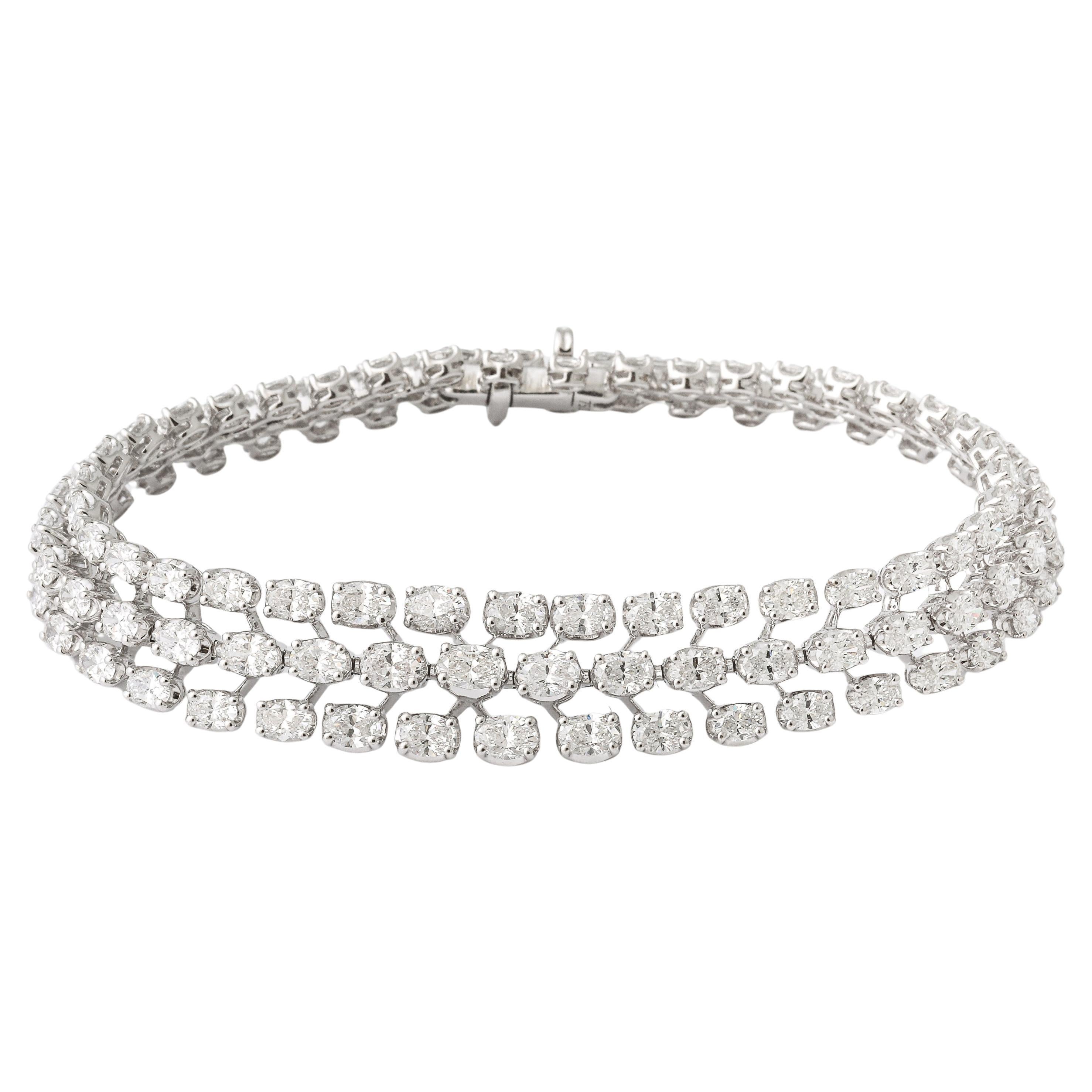 Three Row Oval Diamond Bracelet