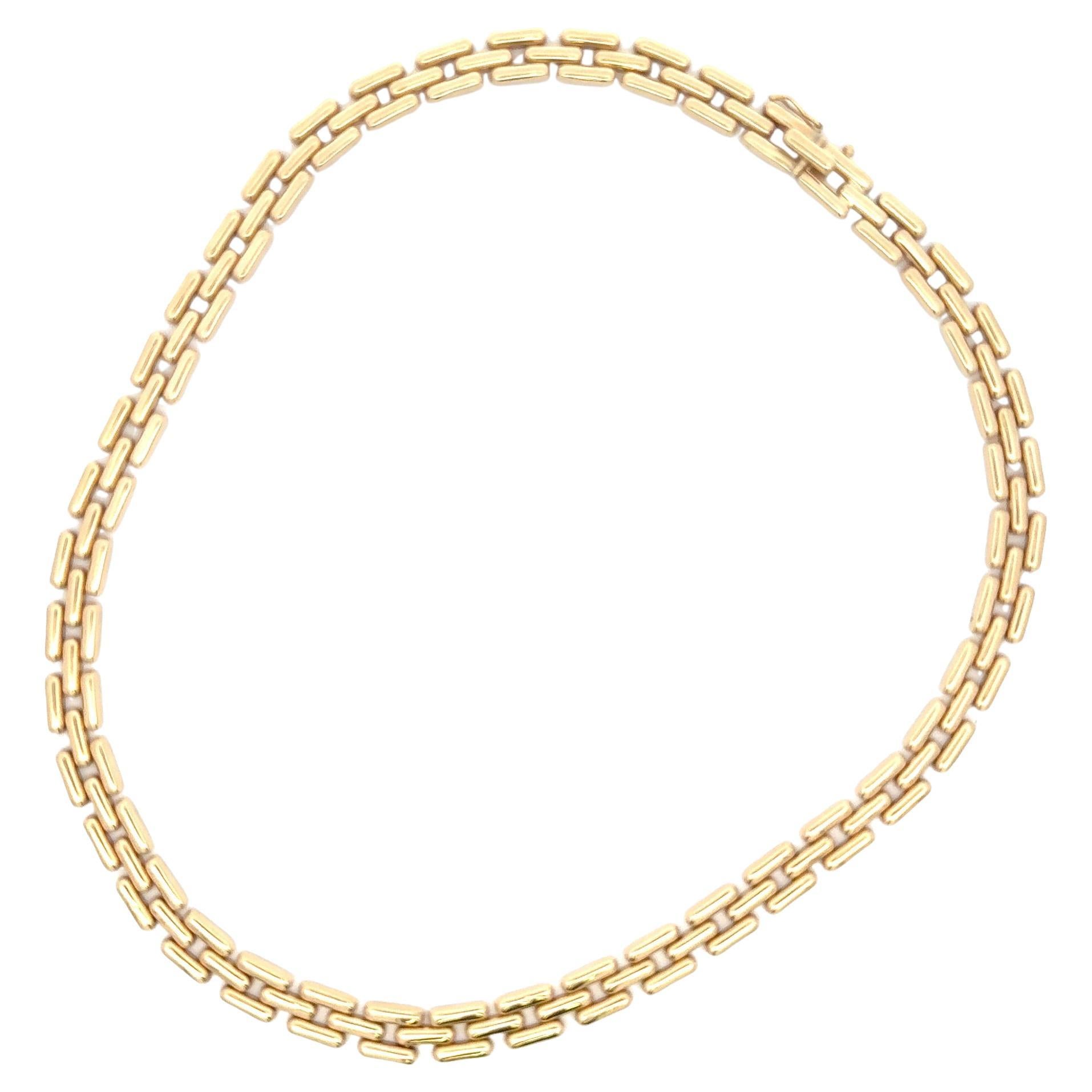 Collier à trois rangées de maillons panthère en or jaune 14 carats 35,8 grammes 6,9 mm 16 pouces Excellent état - En vente à New York, NY