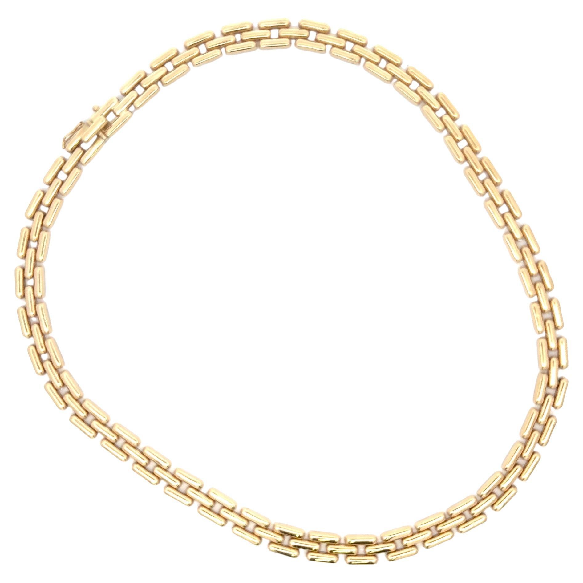 Collier à trois rangées de maillons panthère en or jaune 14 carats 35,8 grammes 6,9 mm 16 pouces Pour femmes en vente