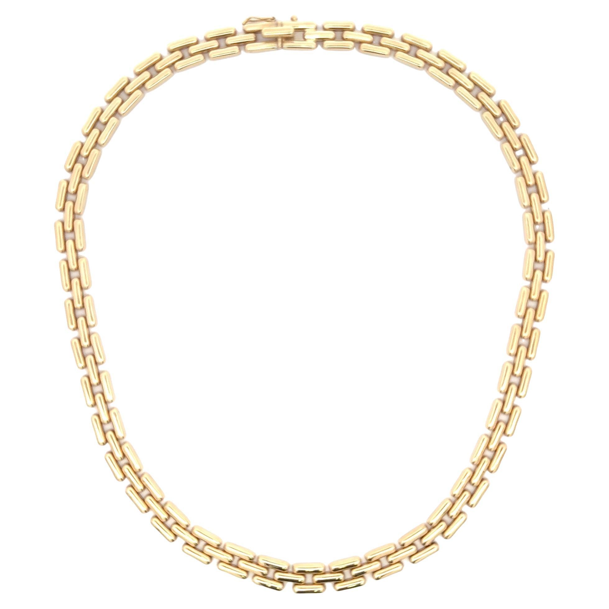 Dreireihige Panther-Gliederhalskette 14 Karat Gelbgold 35.8 Gramm 6.9 MM 16"