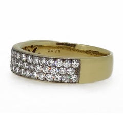 Three Row Pave Set Diamond Ring 18 Karat Yellow & White Gold 1.02 Carat