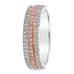 Roman Malakov 0.25 Carats Pink Diamond Half-Eternity Three-Row Wedding Band