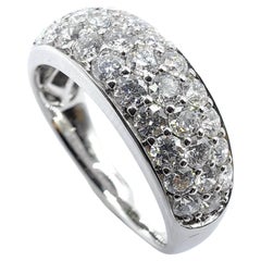 Three-Row Round Brilliant Cut Pavé Diamond Half Band Ring in 18K White Gold