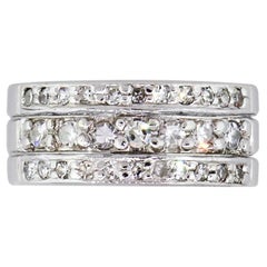 Three-Row Round Brilliant Diamond Wedding Band