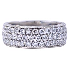 Three-Row Round Diamond Eternity Band Ring 2.04 Carat Platinum